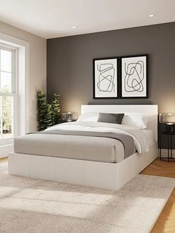 Image of GFW Side Lift Single Ottoman Grey PU Bed & Pocket Mattress, Grey SLO30GRSP