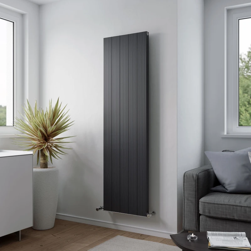 Image of Agadon Madrid Designer Aluminium Radiator in Dark Grey Size: 1800mm x 400mm Dark Grey Unisex 1800mm x 400mm