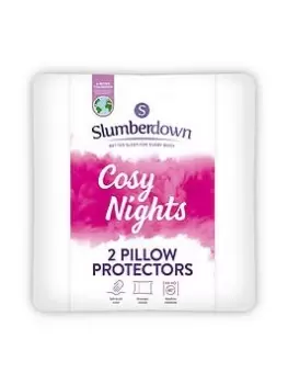 Image of Slumberdown Cosy Nights 2 Pack Pillow Protector - White
