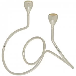 Image of Hotel Collection Swirl Taper candle holder - Silver