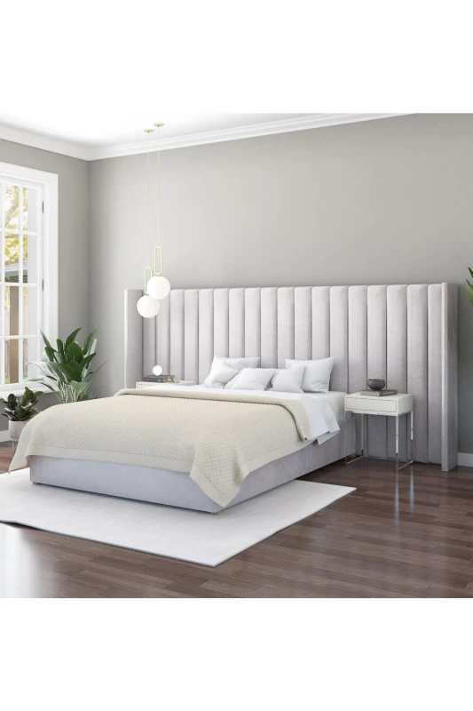 Image of Aspire Aspire Grandeur Headboard in Plush Navy in Light Grey Light Grey One Size Unisex 5057632213952