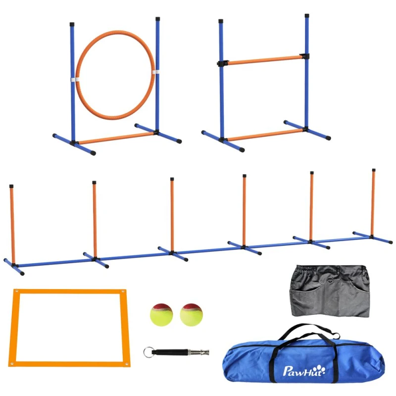 Image of PawHut Pawhut - 8 Piece Dog Agility Equipment Set, Outdoor Agility Kit for Pet, Orange 5056725507534