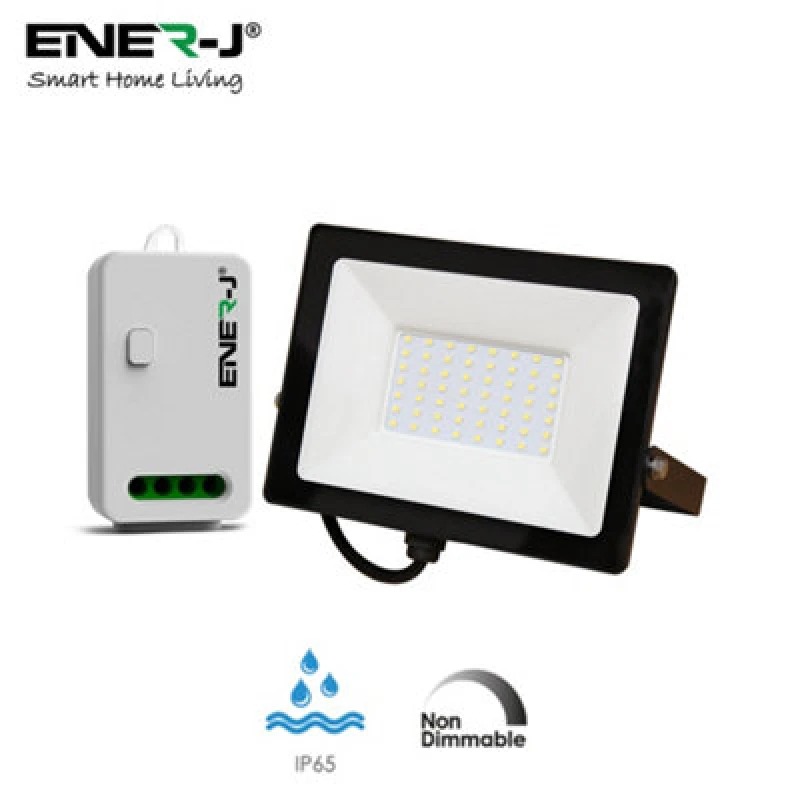 Image of Ener-J 50W LED Floodlight Pre Wired With Eco Series 500W Non Dimmable Rf Receiver