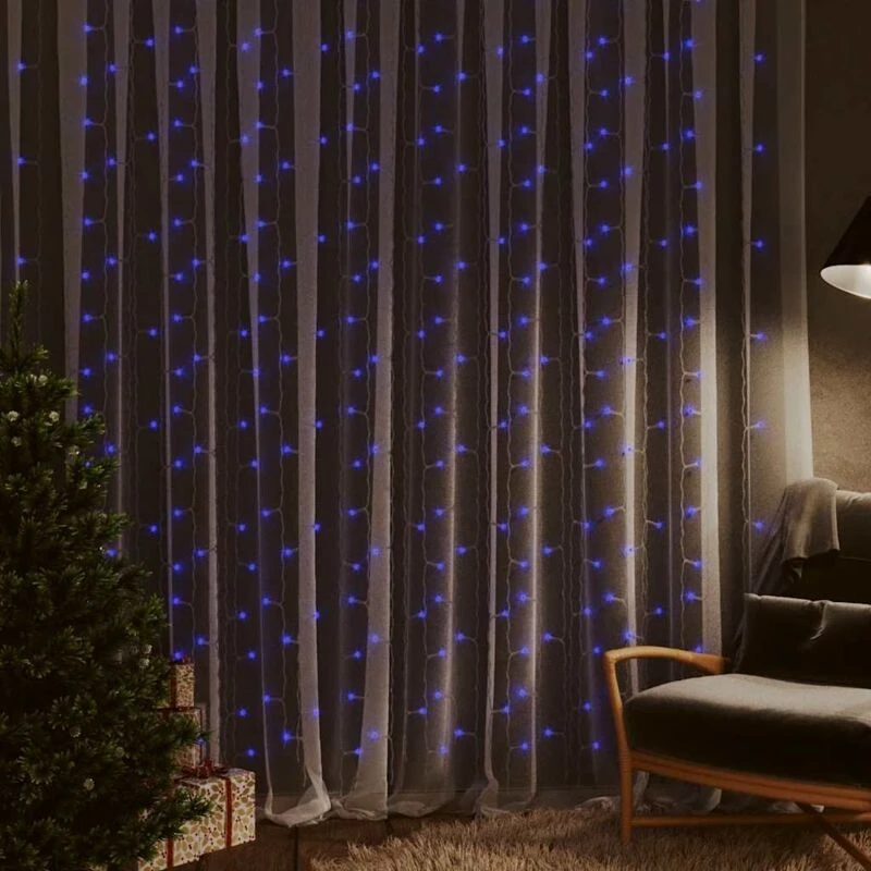 Image of VIDAXL LED Curtain Fairy Lights 3x3m 300 LED Blue 8 Function Vidaxl 8720286434734