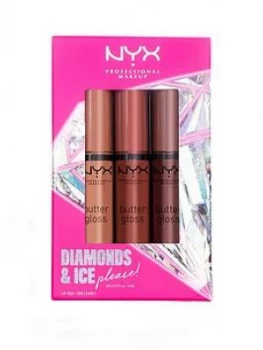 Image of Nyx Professional Makeup Diamonds & Ice Please Butter Gloss Lip Gloss Trio Brown Nudes 02