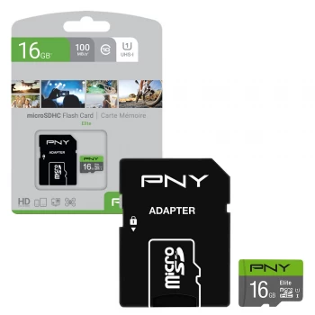 Image of PNY microSDXC Elite 16GB MicroSDXC Card with SD Adapter UHS-I Class 10