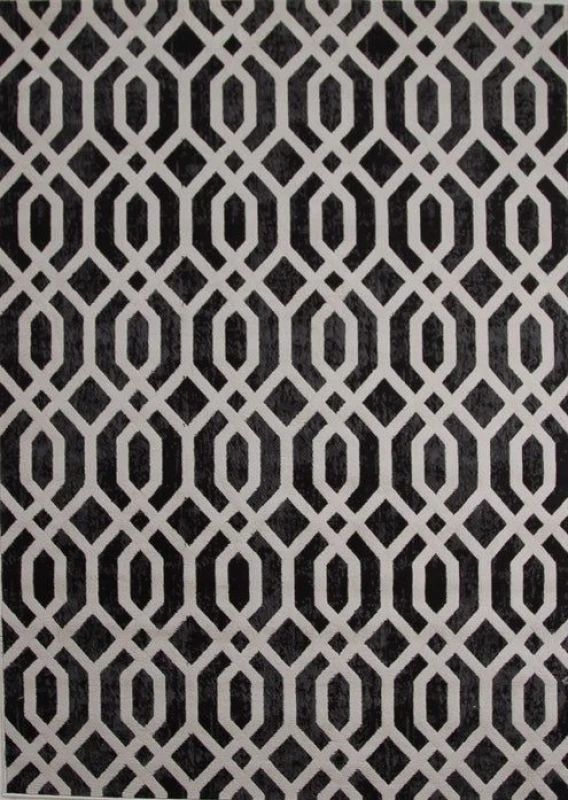 Image of Rugstyle Balletto Heatset Geometric Rug in Black Size: 200cm x 290cm Black Unisex 200cm x 290 cm