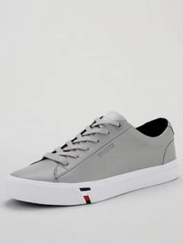 Image of Tommy Hilfiger Corporate Leather Sneakers - Silver