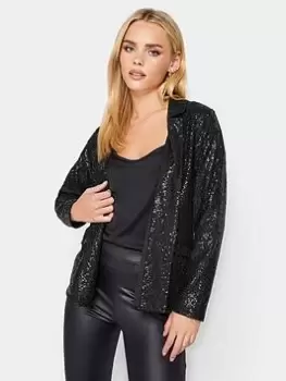 Image of PixieGirl Petite Sequin Blazer, Black, Size 8, Women