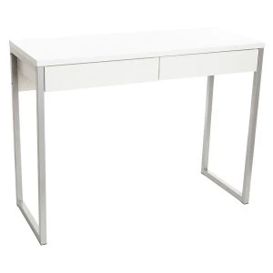 Image of Tvilum Southhale High Gloss 2-Drawer Office Desk - White