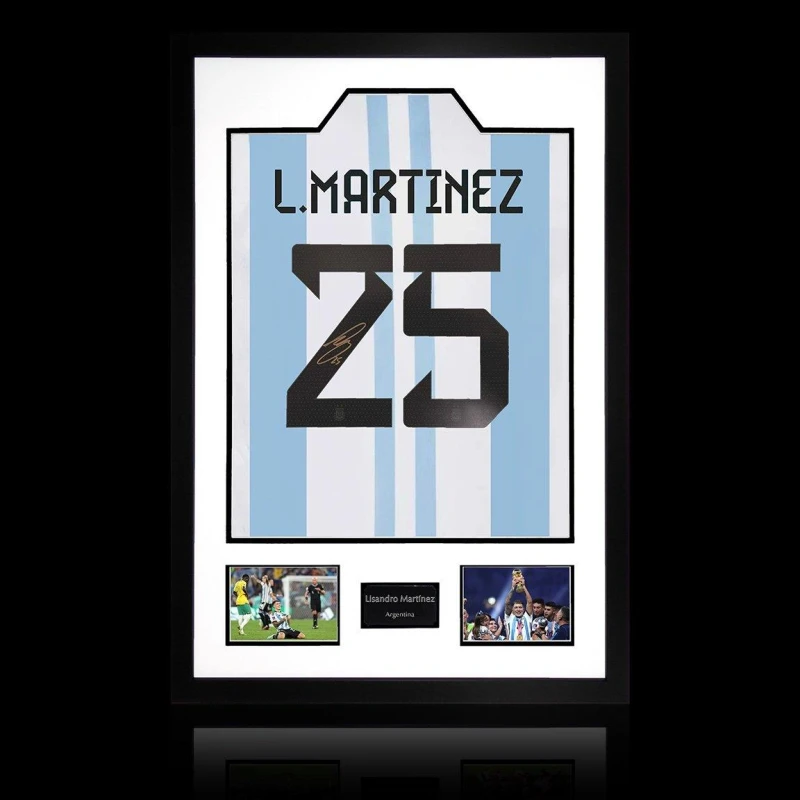 Image of The Fan Cave Lisandro Martinez Signed Argentina Premium Frame Blue unisex 850x600mm