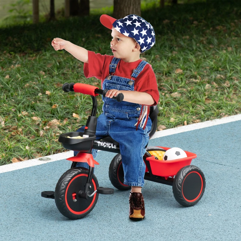 Image of Aiyaplay Kids Trike For 2 To 5 Years With Adjustable Seat, Baskets, Red, Red 370-269V00RD