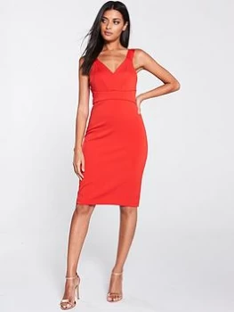 Image of Ted Baker Trixxie Panelled Bodycon Dress - Red, Size 5=16, Women