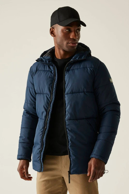 Image of Regatta Mens Marshgrave Insulating Hooded Padded Jacket in Navy Size: Medium Navy Male M