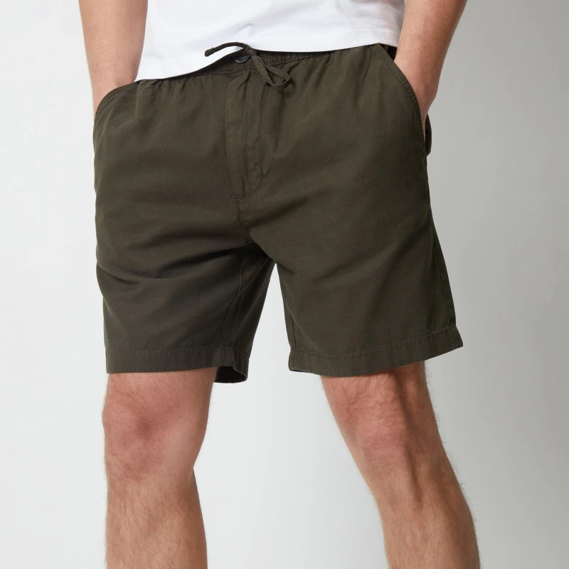 Image of Threadbare 'Lent' Cotton Lyocell Jogger Style Shorts Green