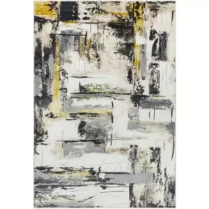 Image of Orion OR03 Decor Yellow 200cm x 290cm Rectangle - Yellow and Ivory and Multicoloured