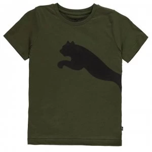 Image of Puma Big Cat QT T Shirt Junior Boys - Forest Night