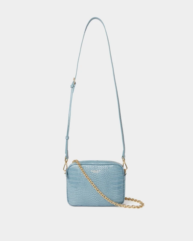 Image of OSPREY LONDON Womens The Fulham Crossbody Bag in Pale Blue Pale Blue Female One Size