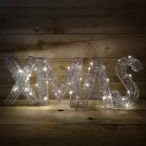 Image of 69cm LED Silver Metal XMAS Battery Powered Light Up Indoor Christmas Decoration