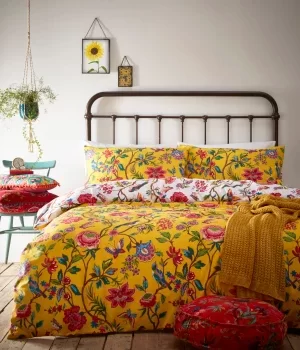 Image of Furn. Pomelo Yellow Reversible Duvet Cover and Pillowcase Set Yellow