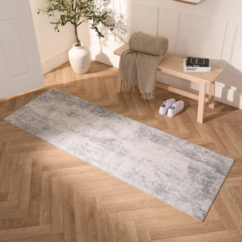 Image of OHS OHS Abstract Rug Washable Carpet Living Room Bedroom Non Slip Runner Mat in Charcoal Size: 66cm x 200cm Charcoal 66cm x 200cm Unisex 50274342067