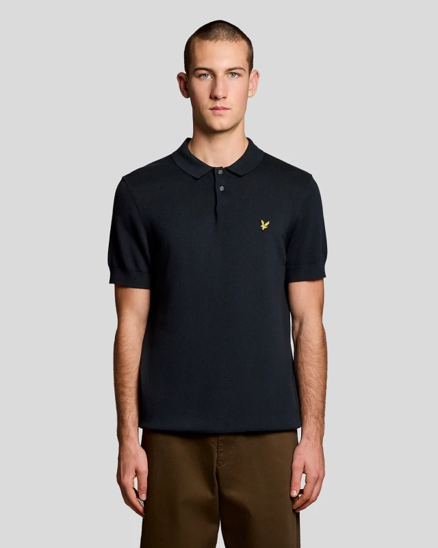 Image of Lyle & Scott Knitted cotton polo Lyle & Scott Bleu Male M