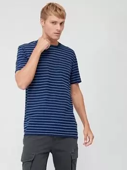 Image of Superdry Vintage Indigo Stripe T-Shirt - Indigo Size M Men