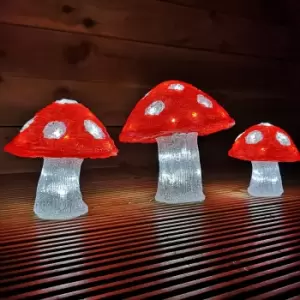 Image of Set of 3 (72 LEDs) Acrylic Christmas Mushrooms Decoration Indoor / Outdoor