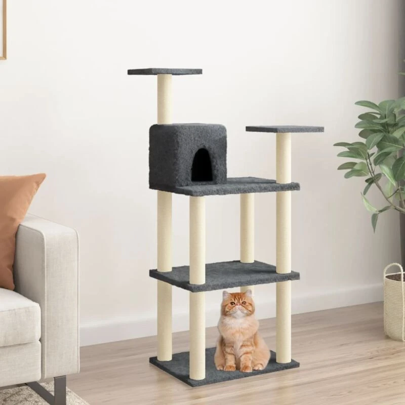 Image of VIDAXL Cat Tree with Sisal Scratching Posts Dark Grey 118.5cm Vidaxl 8720286566855
