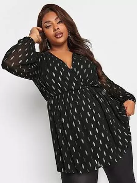 Image of Metallic Detail Wrap Top