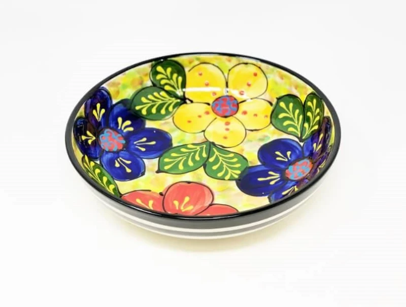 Image of Verano Spanish Ceramics Classic Spanish Hand Painted Kitchen Dining Decor Large Bowl (Diam) 30cm Floral Multicolor Unisex