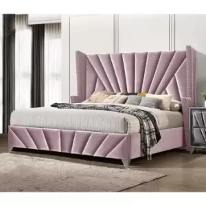 Image of The Premiere Bed Small Double Plush Velvet Pink