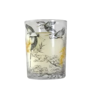 Image of Wax Filled Pot Evening Mist Candle Oriental Heron Design Clean Cotton Scent