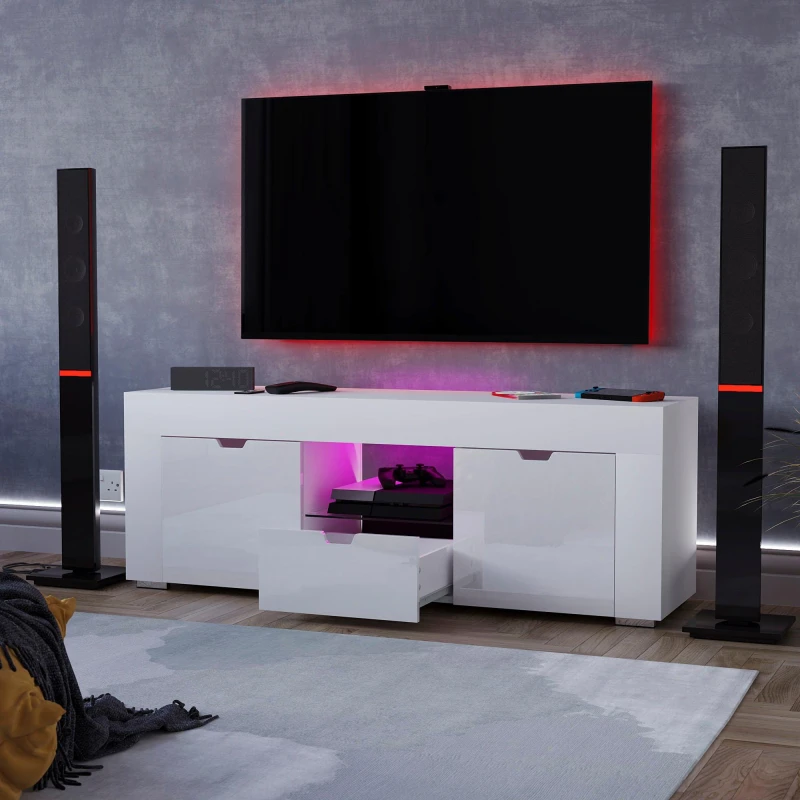 Image of Lassic Vida Designs Eclipse 2 Door 1 Drawer LED TV Unit White unisex 2+1