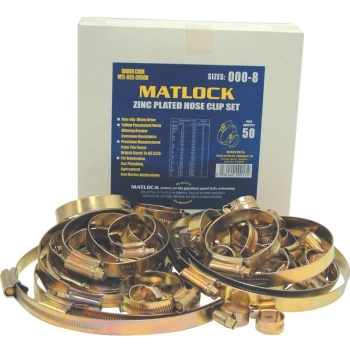 Image of Assorted Zinc Plated Hose Clips (Pk-100) - Matlock