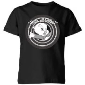 Image of Looney Tunes That's All Folks Porky Pig Kids T-Shirt - Black - 3-4 Years
