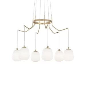 Image of Karousel 6 Light Cluster Ceiling Pendant Brass Sat