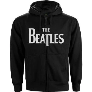 Image of The Beatles - Drop T Logo Unisex Large Zipped Hoodie - Black