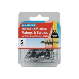 Image of Plasplugs Metal Self Drive Fixings & Screws Pack of 5
