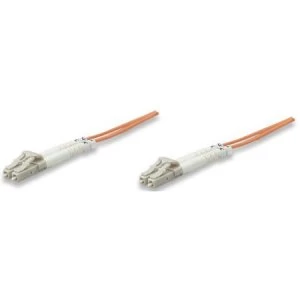 Image of Intellinet Fibre Optic Patch Cable Duplex Multimode LC/LC 50/125 m OM2 20m LSZH Orange Fiber Lifetime Warranty