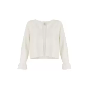 Image of Yumi Ivory Cropped Cardigan With Bell Sleeves - Cream
