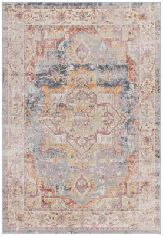 Image of LORD OF RUGS Lord Of Rugs - Flores Azin FR01 Traditional Bordered Elegant Medallion Rug in Multi Large 160x230cm (5'3'x7'7') FLRE1602300001