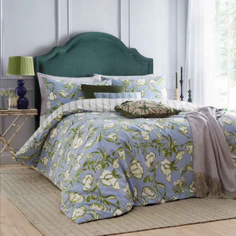 Image of Albera Floral Duvet Cover Set French Blue, French Blue / Single