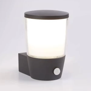 Image of 1 Light Outdoor Wall Light Dark Grey with PIR Motion Sensor IP44, E27
