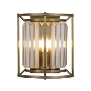 Image of Luminosa Guilford Wall Lamp, 2 Light E14, Antique Brass, Clear