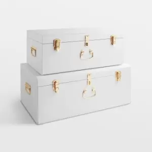 Image of Large White Storage Trunks - Set of 2