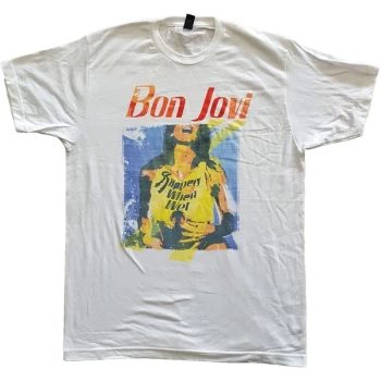 Image of Bon Jovi - Slippery When Wet Original Cover Unisex Medium T-Shirt - White