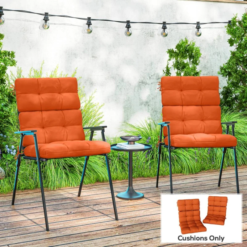 Image of Outsunny 2pc Outdoor Seat Cushion with Backrest, Ties, for Garden, Orange 84G-199V70OG