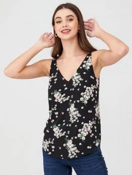 Image of Oasis Dandelion Floral Vest - Multi/Black, Multi Black, Size 10, Women