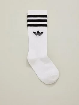 Image of Adidas Originals 3 Pack Kids Trefoil Linear Socks - White